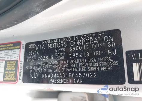 2015 Kia Rio Lx from USA, damaged, VIN KNADM4A31F6457022